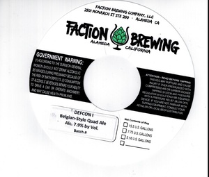 Faction Brewing Defcon 1- Belgian-style Quad Ale