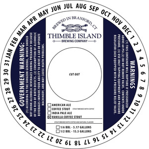 Thimble Island Brewing Company Vanilla Coffee Stout December 2015