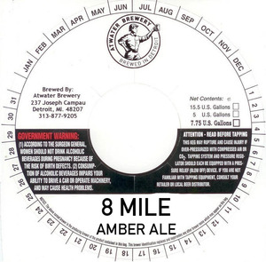 Atwater Brewery 8 Mile Amber Ale December 2015