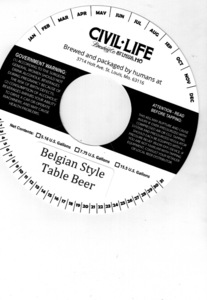 The Civil Life Brewing Co Belgian Style Table Beer December 2015