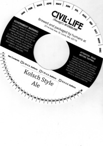 The Civil Life Brewing Co Kolsch Style Ale December 2015