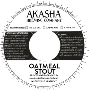 Akasha Brewing Company Oatmeal Stout December 2015