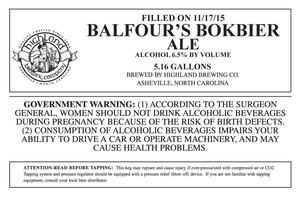 Highland Brewing Co. Balfour's Bokbier December 2015