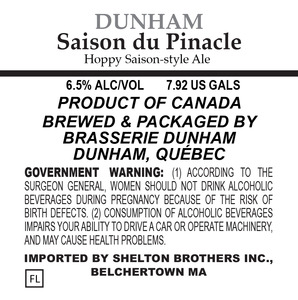 Brasserie Dunham Saison Du Pinnacle December 2015