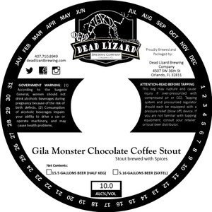Dead Lizard Brewing Company Gila Monster Chocolate Coffee Stout