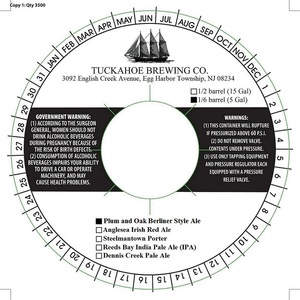 Tuckahoe Brewing Company Plum And Oak Berliner Style Ale