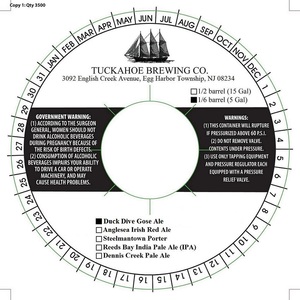 Tuckahoe Brewing Company Duck Dive Gose Ale December 2015