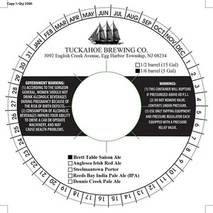 Tuckahoe Brewing Company Brett Table Saison Ale December 2015