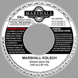 Marshall Brewing Company Marshall Kolsch December 2015