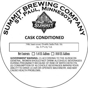 Summit Brewing Company 30th Anniversary Double IPA December 2015