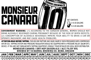 10 Barrel Brewing Co. Monsieur Canard December 2015