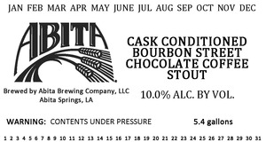 Abita Bourbon Street Chocolate Coffee Stout January 2016