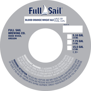 Full Sail Blood Orange Wheat Ale January 2016