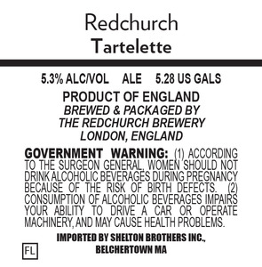 Redchurch Brewery Tartelette January 2016
