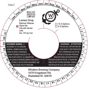 Whalers Brewing Company Lemon Drop January 2016