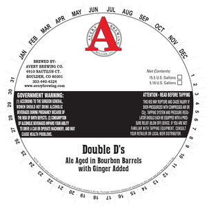 Avery Brewing Co. Double D's Barrel-aged Spiced Ale January 2016