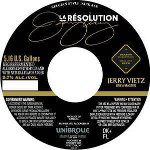 Unibroue La Resolution January 2016