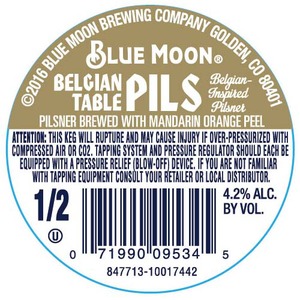 Blue Moon Belgian Table Pils January 2016