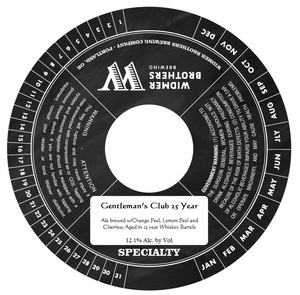 Widmer Brothers Brewing Company Gentleman's Club 25 Year January 2016