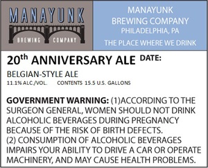 20th Anniversary Ale January 2016