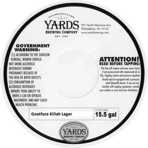 Yards Brewing Company Goatface Killah Lager