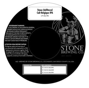 Stone Unfiltered Cali-belgique Ipa January 2016