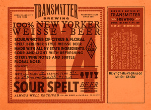 Transmitter Brewing Ny4 New Yorker Weisse January 2016