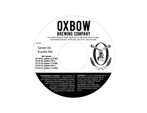 Oxbow Brewing Company Saison De Kuaska