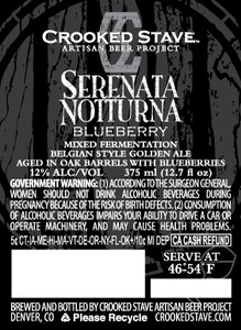 Crooked Stave Artisan Beer Project Serenata Notturna Blueberry January 2016