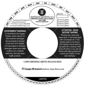 Carpe Brewem Berliner Style Weisse February 2016