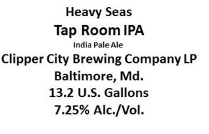 Heavy Seas Tap Room IPA January 2016
