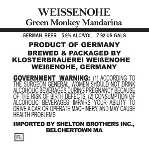 Klosterbrauerei Weissenohe Green Monkey Mandarina January 2016