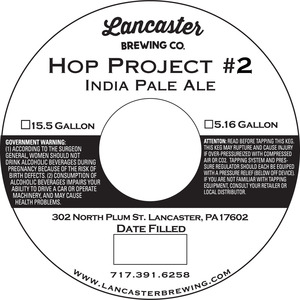 Lancaster Brewing Co. Hop Project #2 January 2016