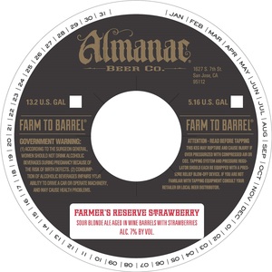 Almanac Beer Co. Farmer's Reserve Strawberry January 2016