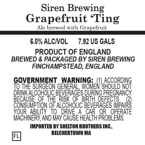 Siren Brewing Grapefruit 'ting January 2016