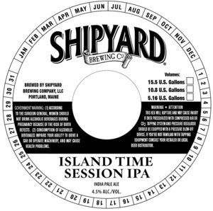 Shipyard Brewing Company Island Time Session IPA January 2016