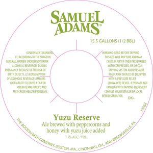 Samuel Adams Yuzu Reserve January 2016