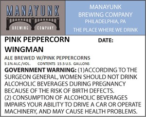 Manayunk Brewing Co. Pink Peppercorn Wingman February 2016
