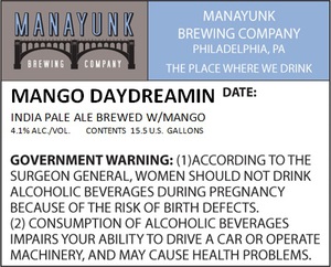 Manayunk Brewing Co. Mango Daydreamin February 2016