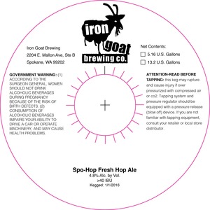 Iron Goat Brewing Spo-hop Fresh Hop Ale February 2016