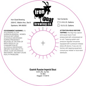 Iron Goat Brewing Goatnik Russian Imperial Stout