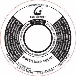 Cave Brewing Company Blind Eye Barleywine Ale February 2016