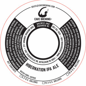 Cave Brewing Company Hibernation IPA February 2016