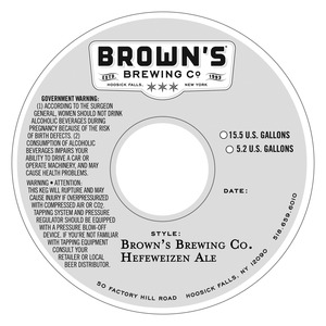 Brown's Brewing Co. Hefeweizen Ale February 2016