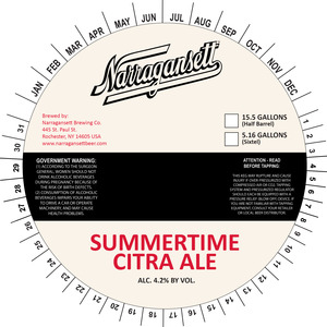 Narragansett Summertime Citra Ale February 2016