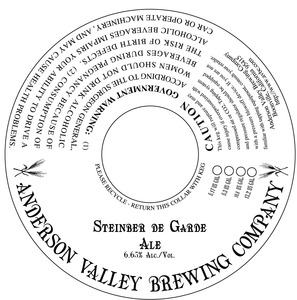Anderson Valley Brewing Company Steinber De Garde February 2016