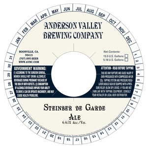 Anderson Valley Brewing Company Steinber De Garde February 2016