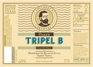 Adelbert's Brewery Oaked Tripel B February 2016