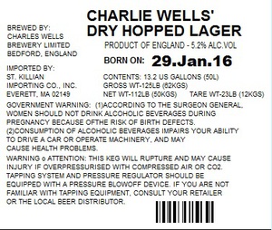 Charlie Wells' Dry Hopped Lager March 2016