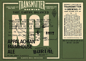 Transmitter Brewing Nc1 Appalachian Farmhouse Ale